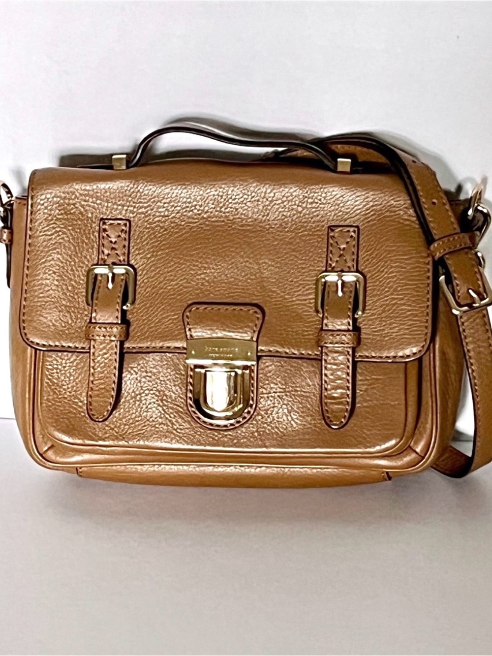 Kate Spade Lola Avenue Lia Leather Convertible Satchel Crossbody Bag Brown Sugar
